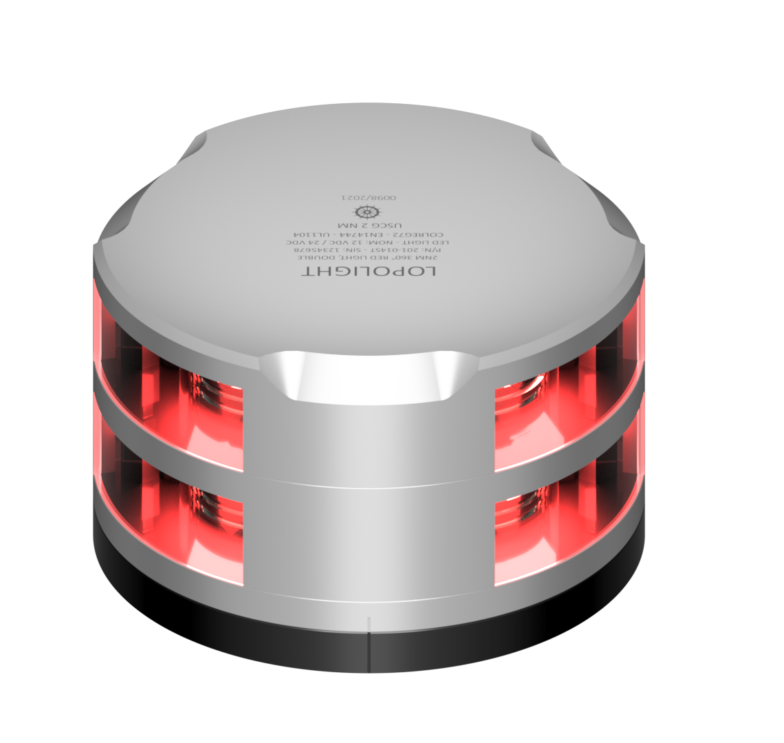 2nm 360° Red, Dbl, silver w/FB base